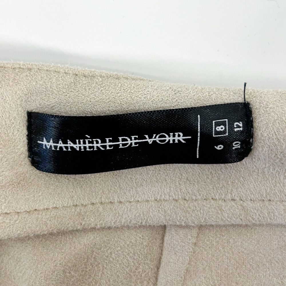 Maniere De Voir Beige Front-Lace Skinny Pants - Picture 6 of 7